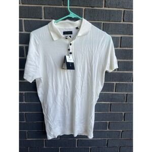 Porter & Ash Men's Small OffWhite Fine Cotton Polo Luxury NWT Knit Short Sleeve